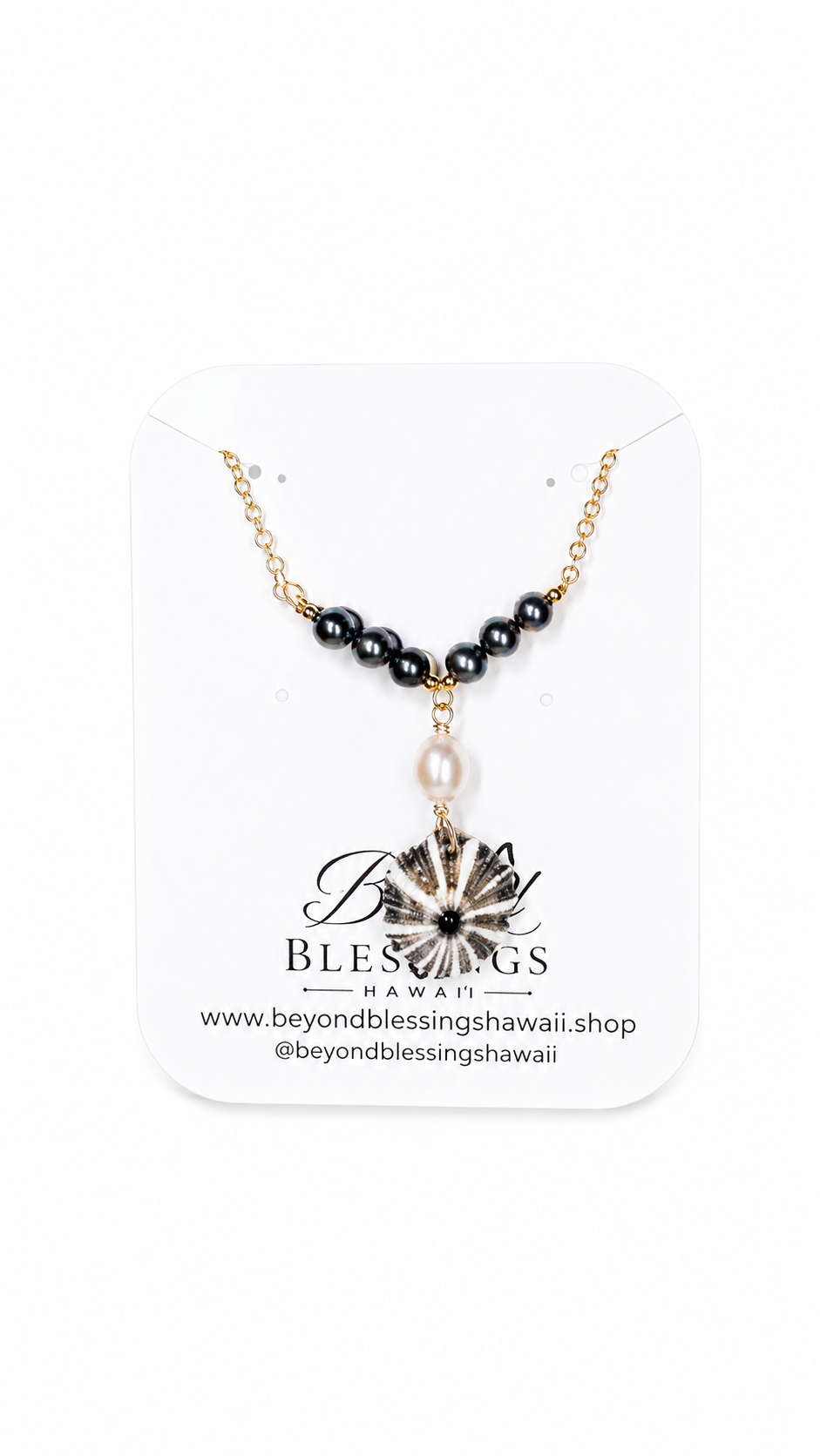 Ocean Night Pearl ʻŌpihi Necklace