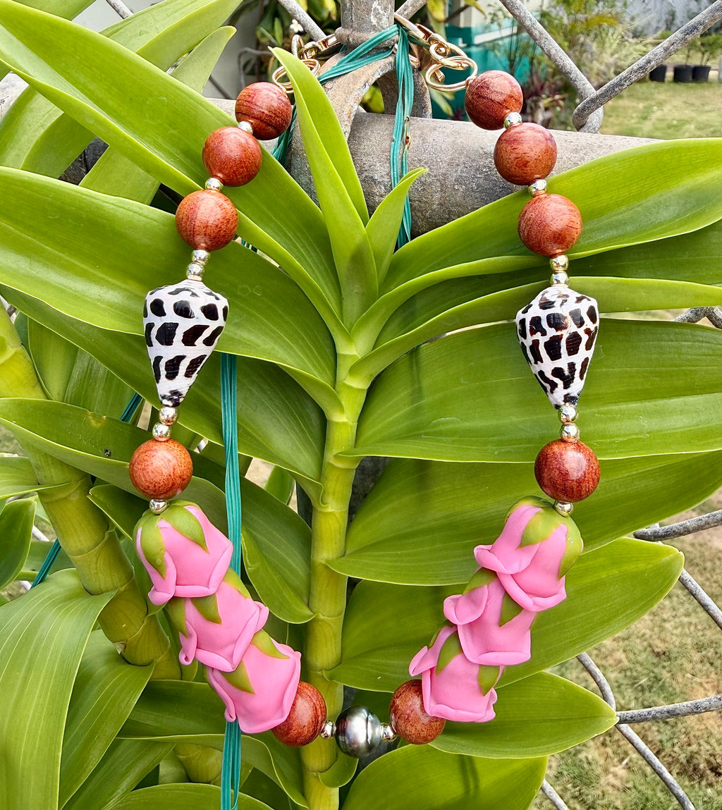 Rose + Hebrew w/Single Tahitian Pearl Car | Bag Lei