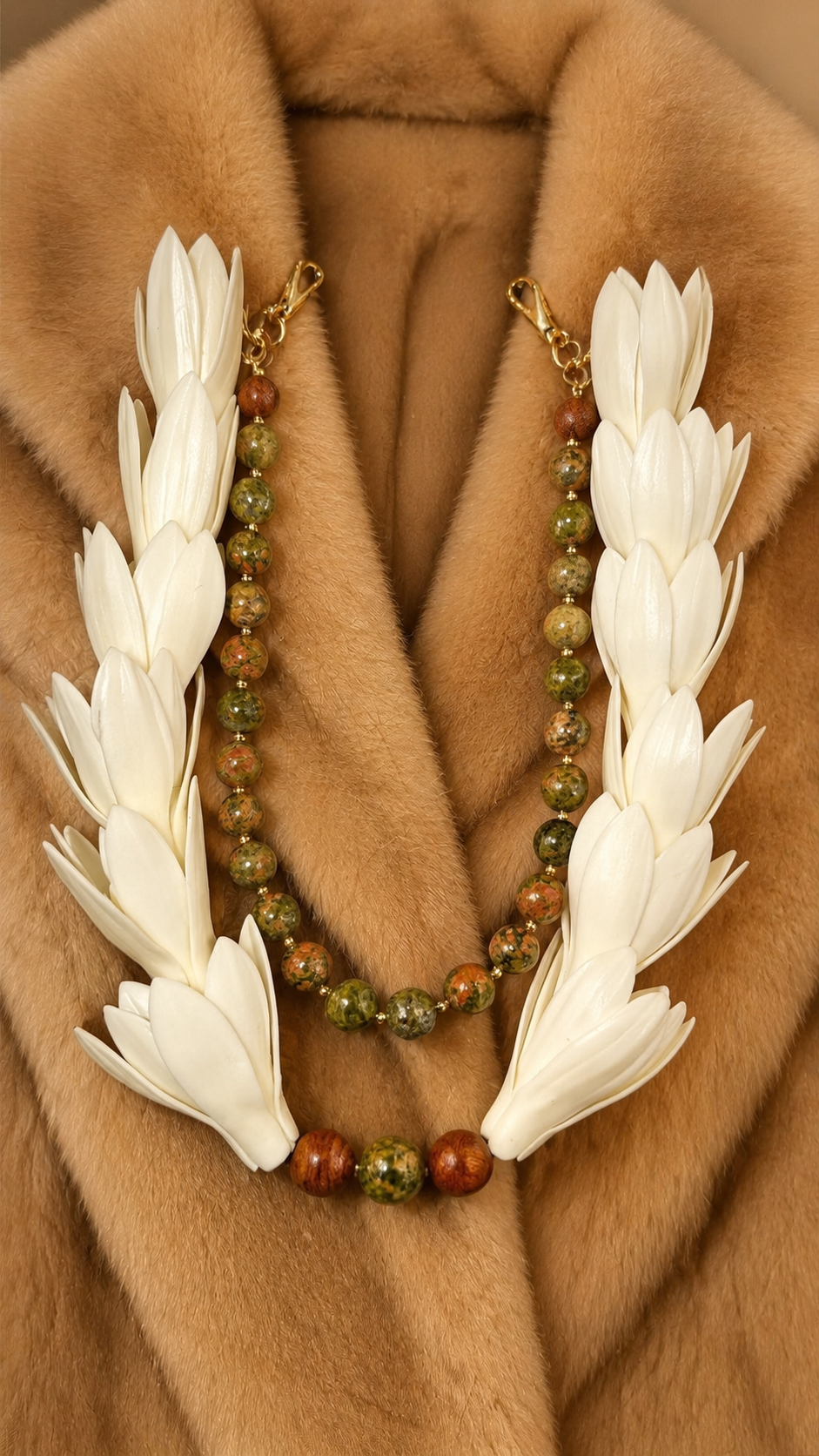 Unakite Double Tuberose Bag Lei