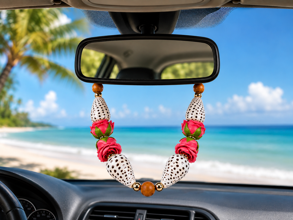 Flea Cone Shell + Lokelani Car Lei | Bag Lei