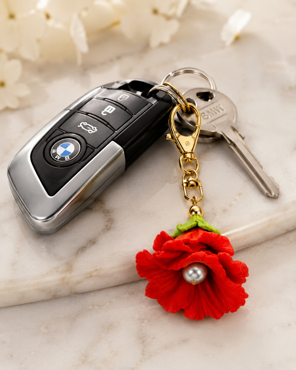 Aloha Hibiscus Keychain w/Tahitian #1
