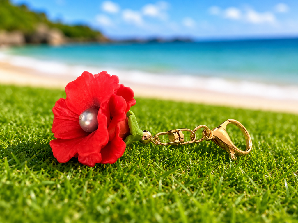 Tahitian + Hibiscus Flower Keychain