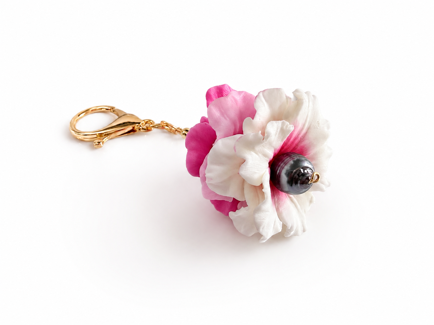 Ombre’ Hibiscus Tahitian Pearl Keychain