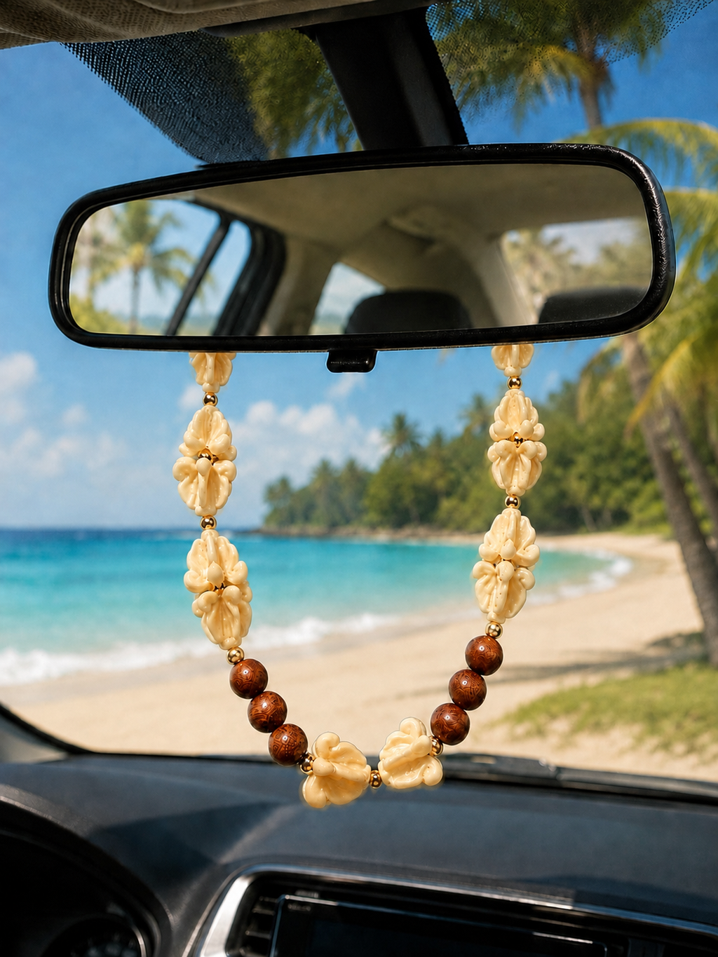 Acrylic Crown + Sandlewood Car Lei | Bag Lei