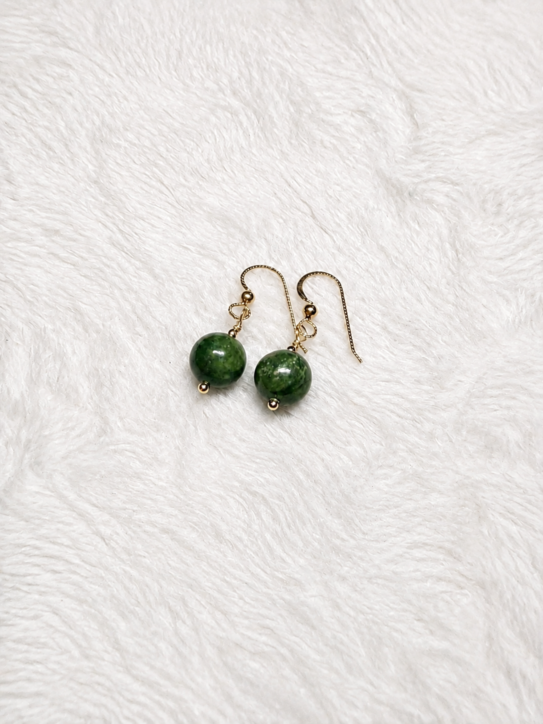 Single Green Nephrite Jade Earrings