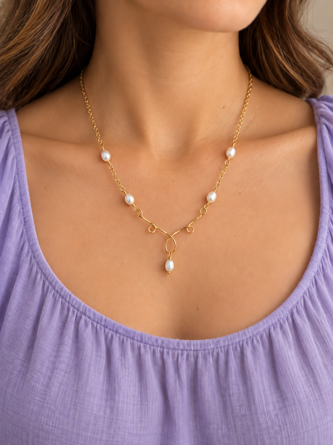 The Golden Embrace Pearl Necklace