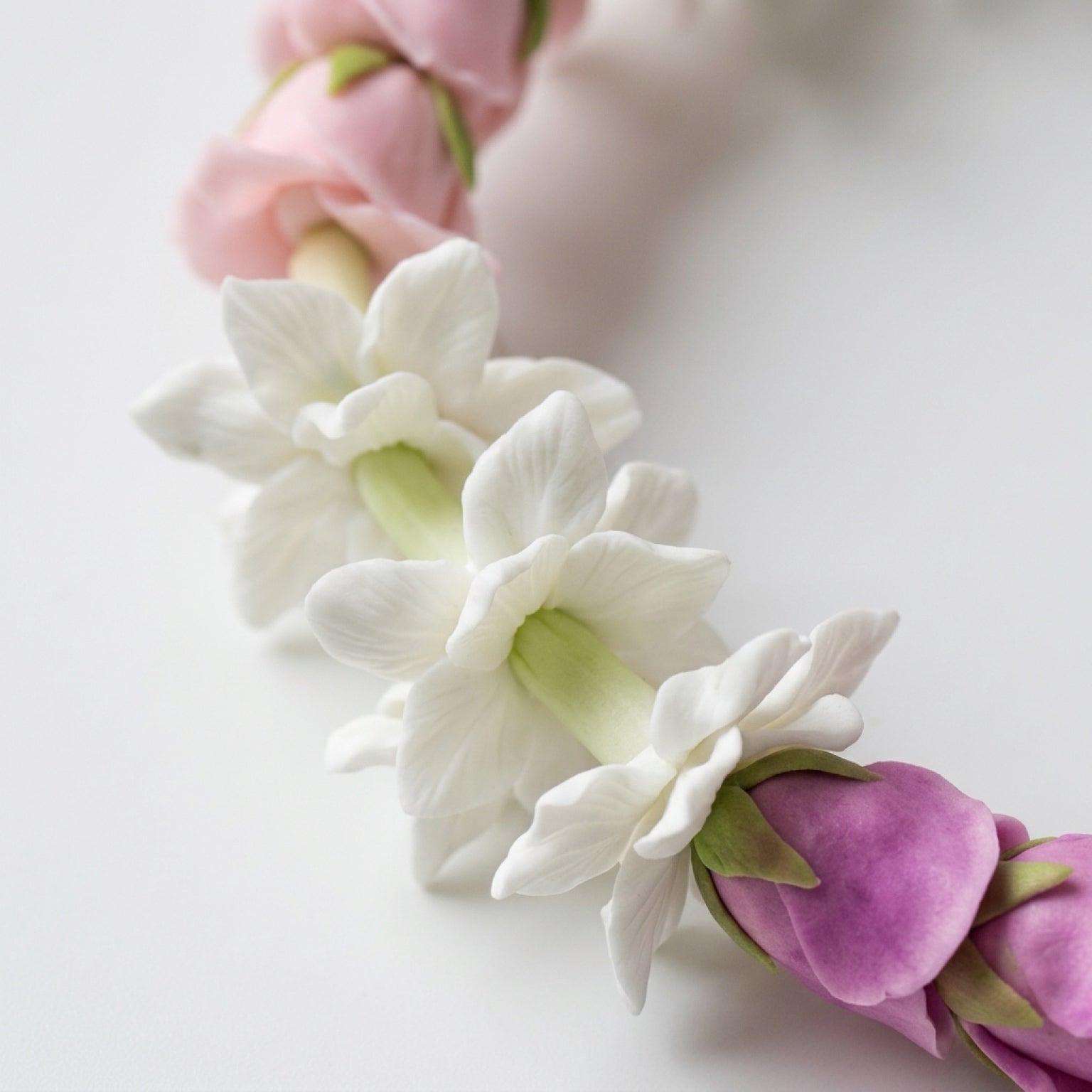 Pikake Bloom + Light Pink & Dark Pink Lokelani Versatile Forever Lei